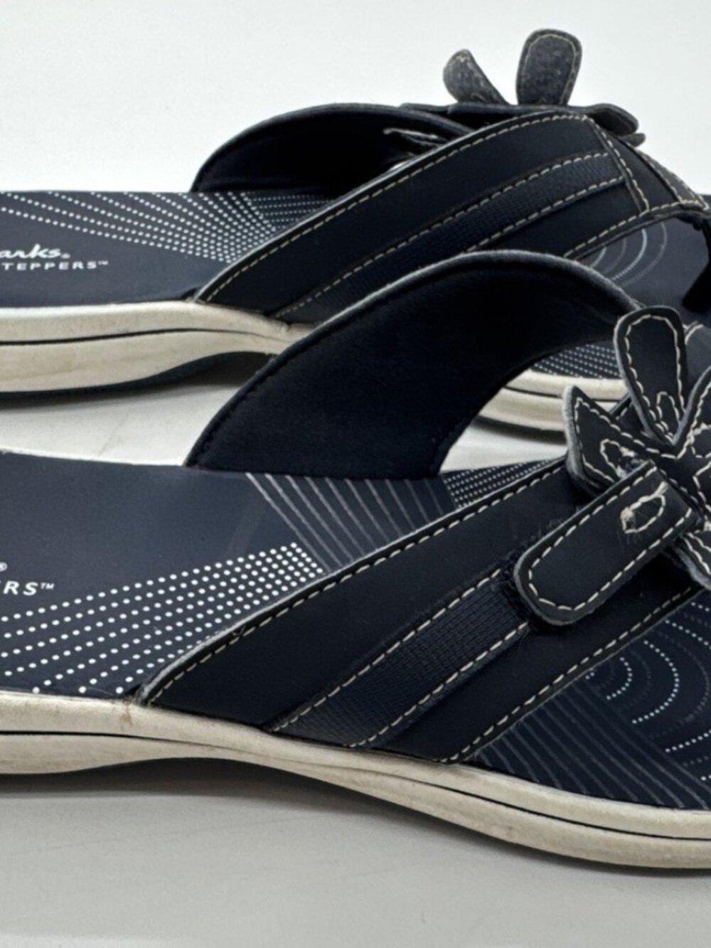 Clarks Women's Brinkley Floral Sandals Womens 11 Cloudsteppers Blue Flower Beach - Picture 2 of 9